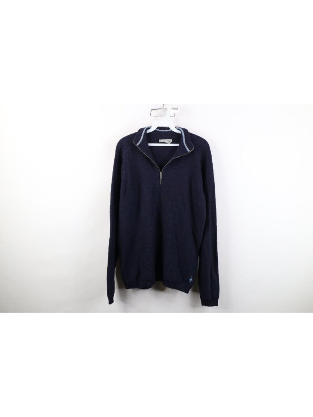 Smartwool Mens Medium Howelsen Merino Wool Knit Half Zip Pullover Sweater Blue